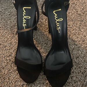 Lulus Harper Black Suede Ankle Strap Heels